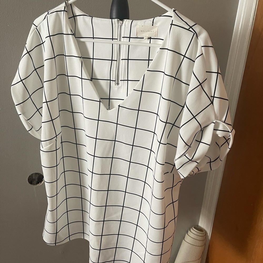 Black and white striped blouse